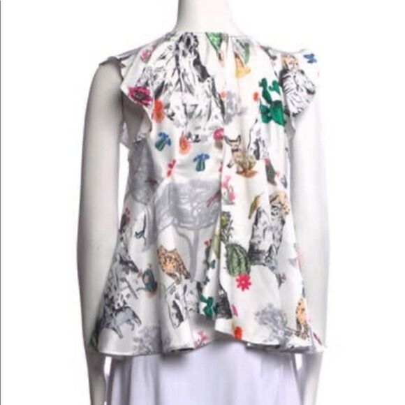 KOCH The Erica Top Satin Rare Print Blouse - Size Small - Picture 5 of 6